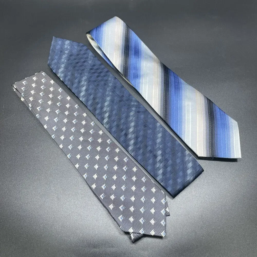Karako Mens Silk Necktie 7pc Extra Long 62 Inch Wide Geometric Striped Assorted